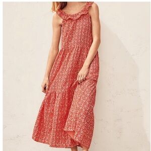 Ann Taylor Coral and Cream Floral Maxi Dress